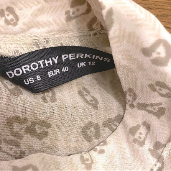 🌷 Dorothy Perkins🌷Sheer Cream White Animal Print Blouse Shirt - Picture 7 of 14